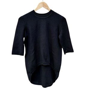 Scanlan Theodore Black Crepe Knit Hi-Low Top | Long Sleeve | Size S